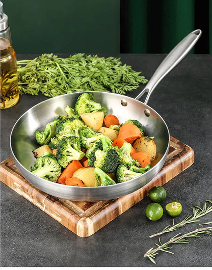 Premium 304 Stainless Steel Frying Pan – Nonstick & Built for Precision Cooking!