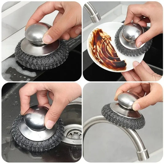 Effortless Dishwashing – Heavy-Duty Stainless Steel Scrubber for Tough Messes!