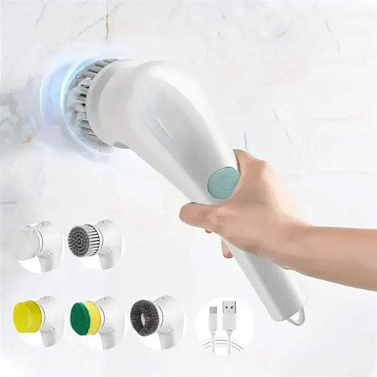 Effortless Cleaning – 5-in-1 Electric Scrubber for Kitchen & Bathroom!